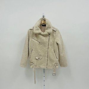 Lioness Oversized On The Road Fuzzy Sherpa Teddy Moto Jacket